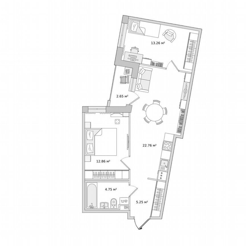 2-к. квартира, 61,5 м², 13/23 эт.