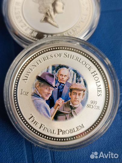 Шерлок Холмс 2 доллара 2007 Острова Кука Серебро