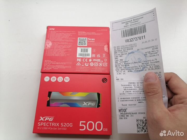 SSD 500Gb NVMe M2 Диск Adata XPG Spectrix S20G RGB