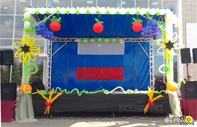 Алюминиевая сцена 6,0 х 3,6 м с односкатной крышей