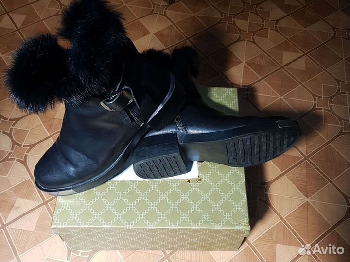 Ботинки весна-осень с опушкой из натур. меха