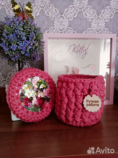 Корзинка из трикотажной пряжи