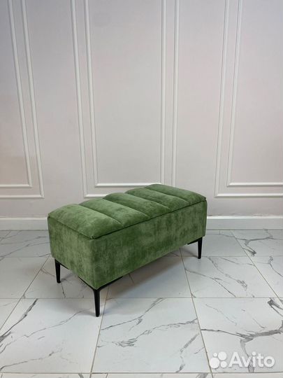 Банкетка Гиффа-Лофт с местом для хранения, зеленая