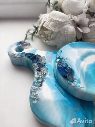 Набор подарочный доска и подстаканник из смолы