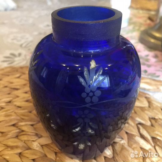 Банка для чая, кобольтовое стекло конец 19 века