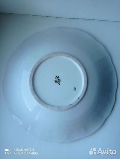 Тарелка Дулево виноградная лоза голубой цвет