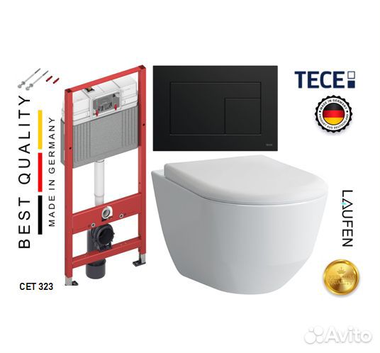 Инсталляция с унитазом комплект Tece + Laufen Pro