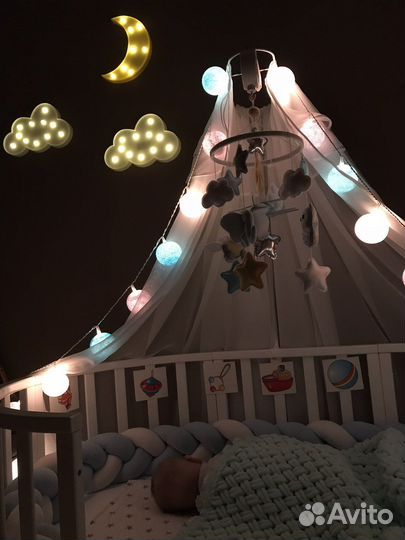 Фонарики тайские (гирлянда) голубые