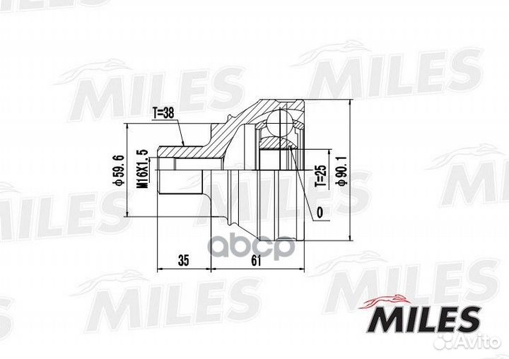 Шрус audi 100 1.8-2.4D 82-91 нар. GA20002 Miles