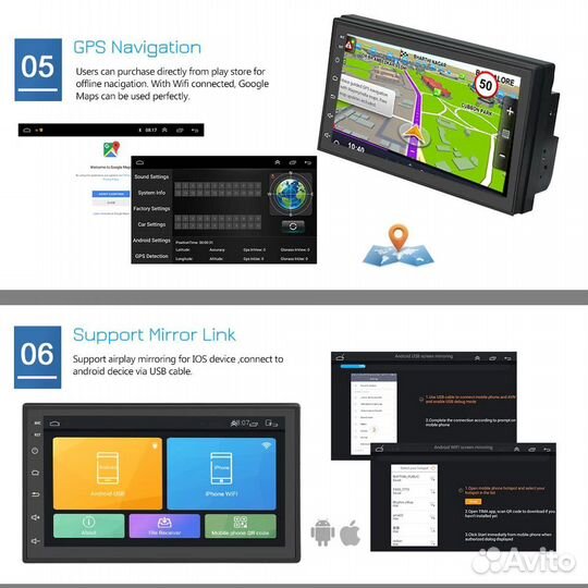 Магнитола 2DIN Podofo. Android