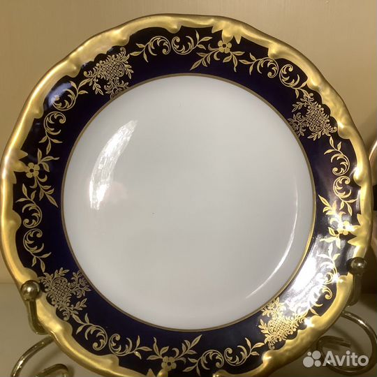 Чайная тройка, кобальт, Weimar, Веймар, гдр