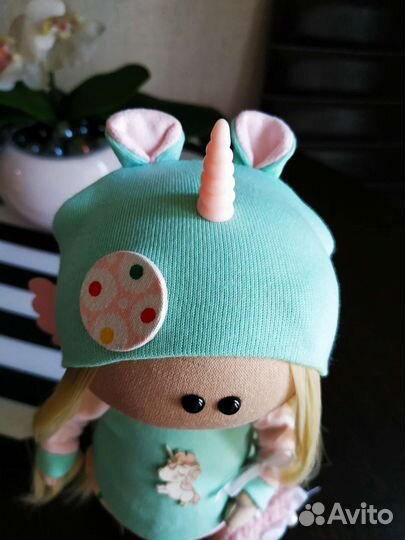 Интерьерная текстильная кукла Единорог