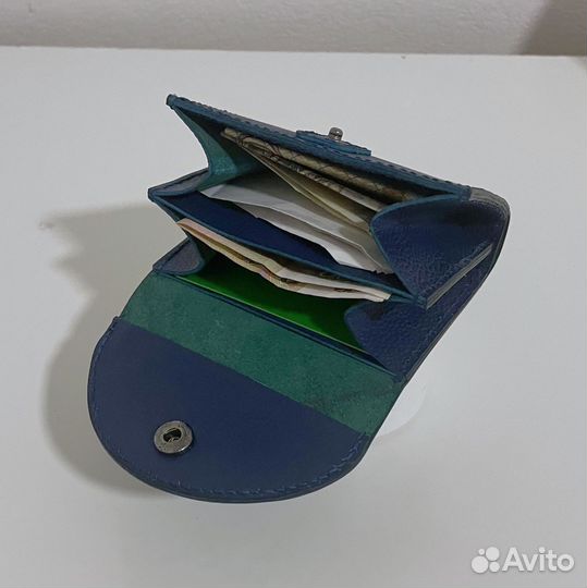 Кошелек женский натуральная кожа синий