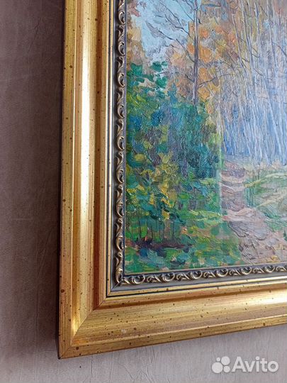Картина маслом лесной пейзаж осень 30х40