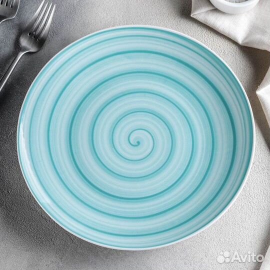 Тарелка Infinity, d24 см, цвет бирюзовый, фарфор