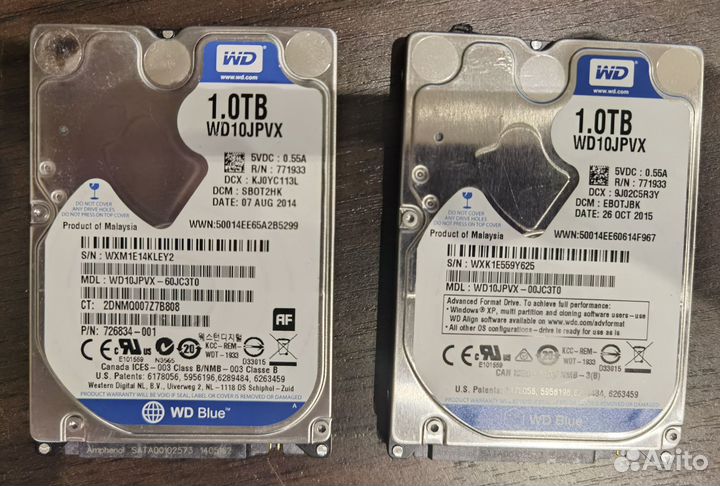 Жесткие диски WD Blue на 1 Тб, 2.5