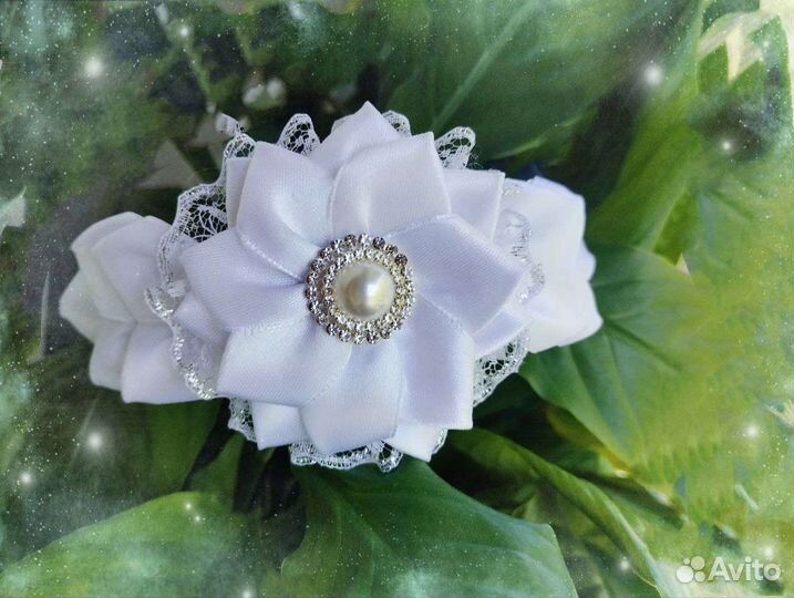 Ободок для волос. Белый. Ручная работа