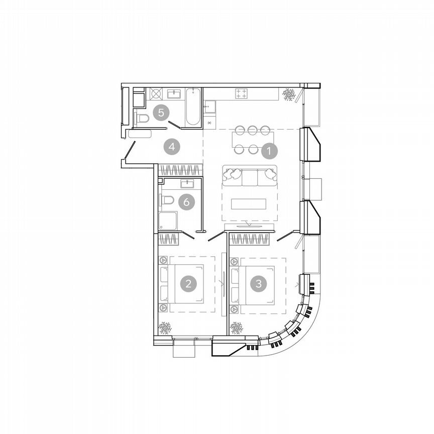 3-к. квартира, 76,6 м², 12/21 эт.