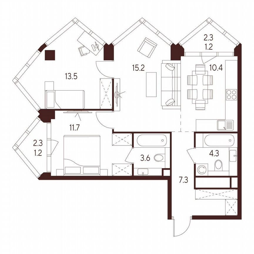 3-к. квартира, 66 м², 20/28 эт.