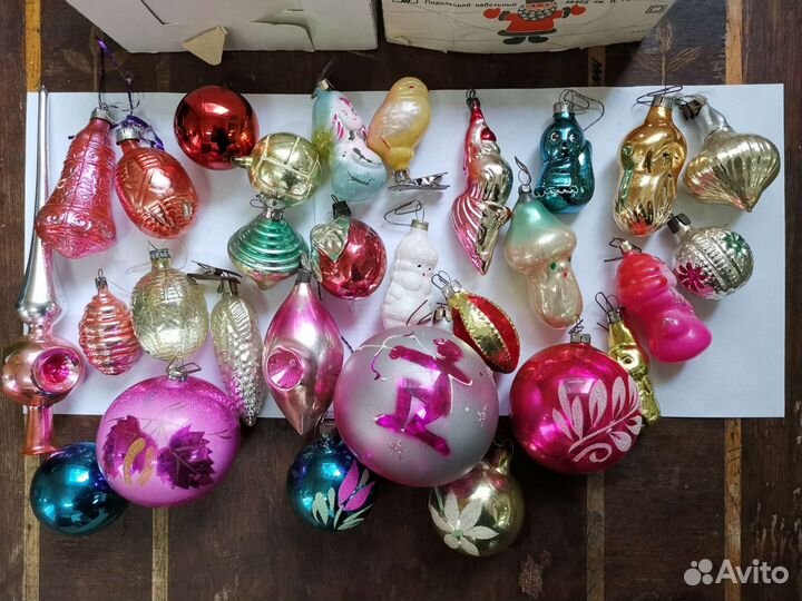 Елочные игрушки, электрогирлянда, ёлка СССР