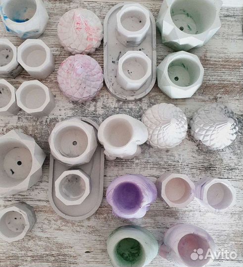 Горшок,подставка,гипс