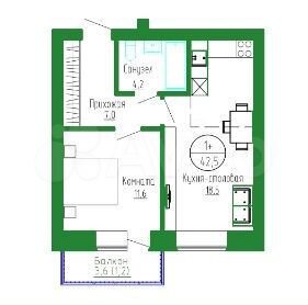 1-к. квартира, 42,5 м², 7/8 эт.