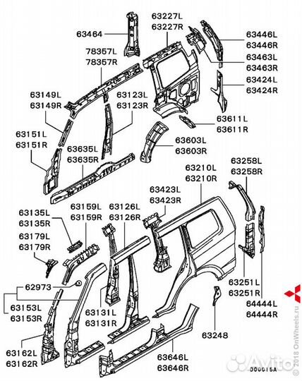 Новый Проем двери передней левой mitsub pajero 4