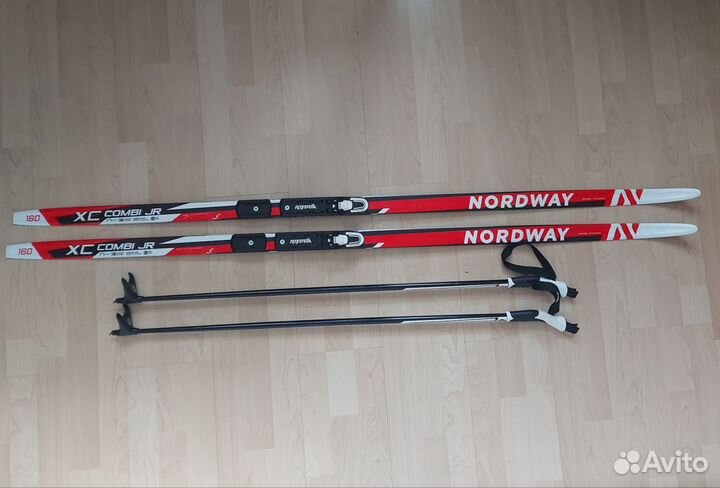 Лыжи беговые с креплением nnn 160 + палки