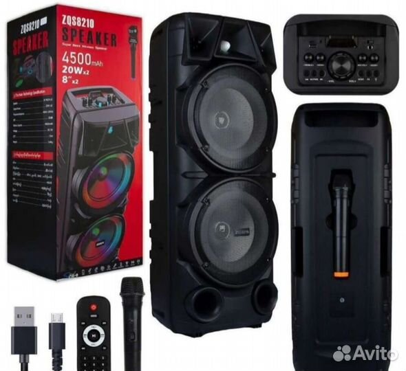 Колонка с RGB подсветкой и микрофоном караоке