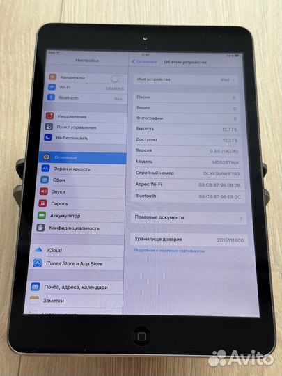 Планшет apple iPad mini 16gb wifi MD528TH/A