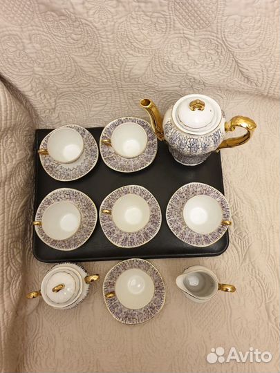 Кофейный костяной фарфоровый сервиз (Япония)