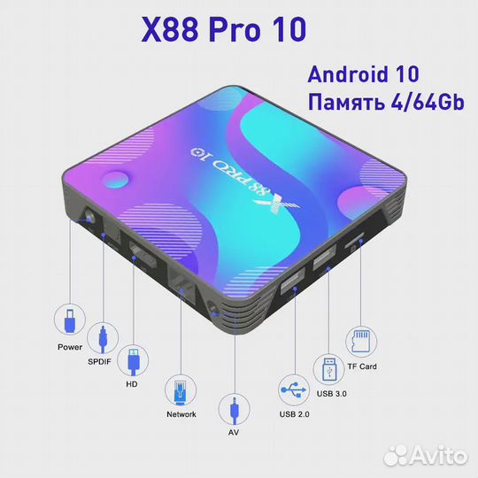 Smart TV приставка X88 PRO 10 4G/128Gb
