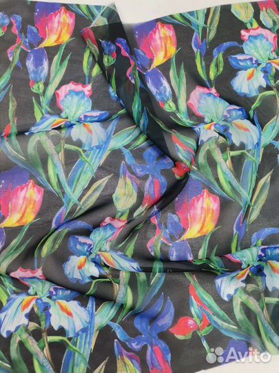 Ткань Шифон с принтом на отрез / опт