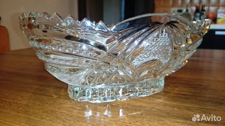 Ваза для фруктов, салатов. Чешский хрусталь