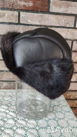 Шапка зимняя кожаная норковая мужская