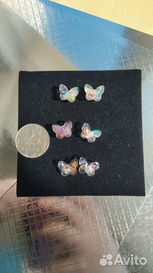 Серьги бабочки ручная работа сверхлебстящие