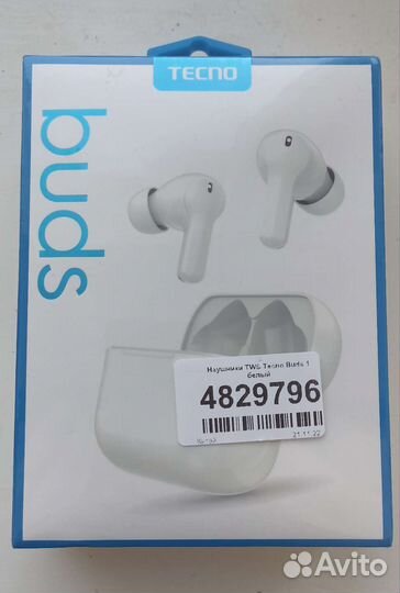 Новые наушники TWS Tecno Buds 1 белый