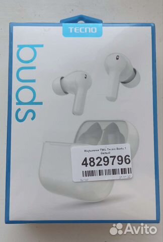 Новые наушники TWS Tecno Buds 1 белый