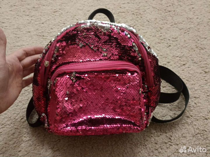 Рюкзак для девочки розовый/серебро