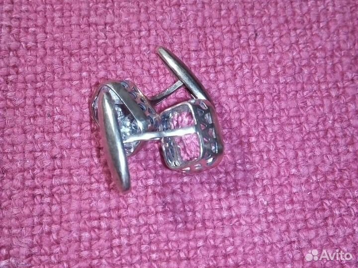 Запонки «горный хрусталь» Серебро,времена СССР