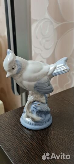 Фарфоровые статуэтки СССР синица хохлатая гжель