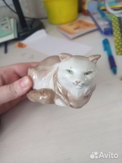 Статуэтка кошка старая гжель