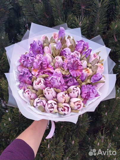 Букеты из зефирных цветов