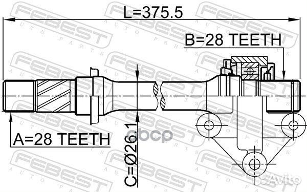 Полуось правая 28X375X28 mazda familia 98- 0512