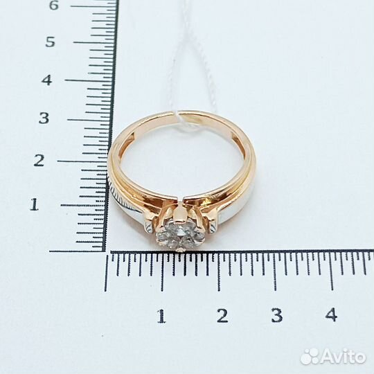 Золотое кольцо с фианитом 16,5р