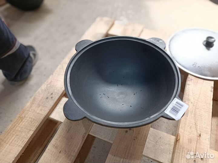 Узбекский чугунный казан 12л плоское дно с крышкой