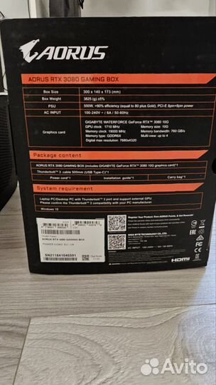 Внешняя видеокарта Aorus rtx3080 gaming box 10gb