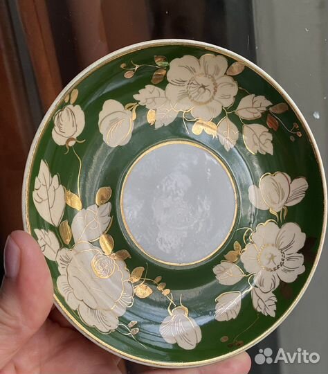 Старинная посуда фарфор Дулево блюдце Шиповник