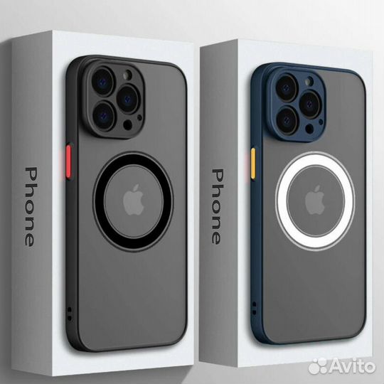 Чехол матовый прозрачный с Magsafe (Черный)