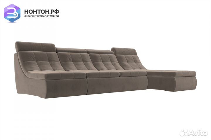 Диван угловой дельфин Холидей люкс велюр коричневы